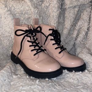 Girls Nola zipper and lace combat boots